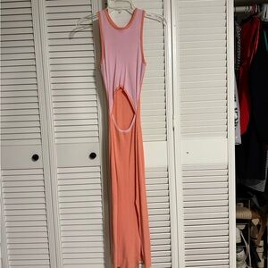 Chic Pink and Orange Midi Dress